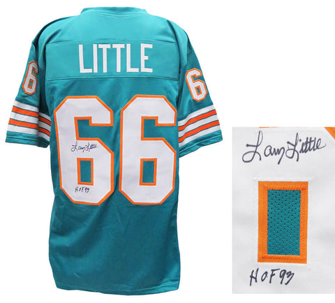 LARRY LITTLE Miami Dolphins Signed Teal Throwback Football Jersey w/HOF'93 - SS