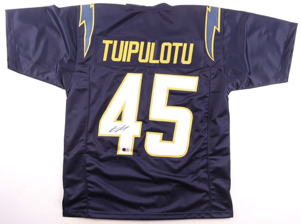 Tuli Tuipulotu Signed Los Angeles Chargers Jersey (Beckett) 2023 2nd Round Pick