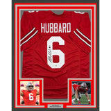 Framed Autographed/Signed Sam Hubbard 35x39 Ohio State Red Jersey JSA COA