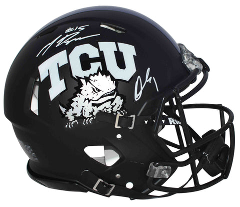 MAX DUGGAN & QUENTIN JOHNSTON SIGNED TCU HORNED FROGS AUTHENTIC SPEED HELMET