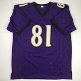 Autographed/Signed ANQUAN BOLDIN Baltimore Purple Jersey Beckett COA