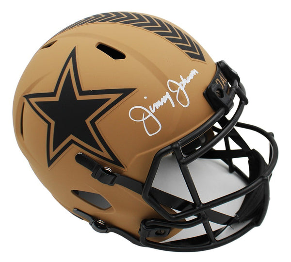 Jimmy Johnson Signed Dallas Cowboys Speed Full Size Salute to Service 2 Helmet