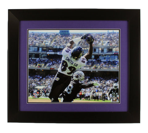 Steve Smith Sr. Signed Baltimore Ravens Framed 16x20 Photo - Over the Top vs Rai