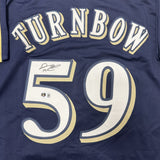 DERRICK TURNBOW Signed Custom Replica Navy Brewers Jersey AUTO - BAS