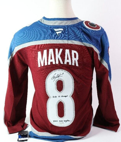 Cale Makar Autographed Burgandy Avalanche Premium Jersey w/ 2 inscriptions