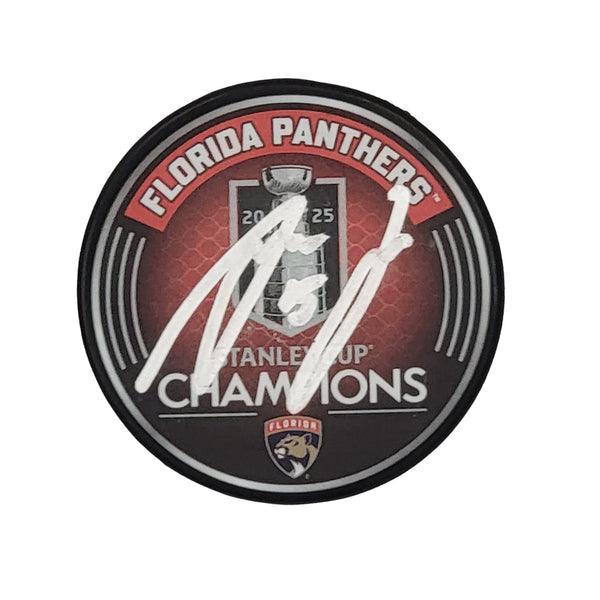 Anton Lundell Signed Florida Panthers 2025 Stanley Cup Champions Hockey Puck JSA