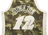 JAZZ JOHN STOCKTON AUTOGRAPHED GREEN M&N 1998-99 GHOST JERSEY XL BECKETT 224349