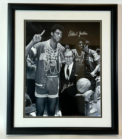 UCLA Basketball Black/White 16x20 Photo Abdul-Jabbar/Wooden Autographed JSA COA