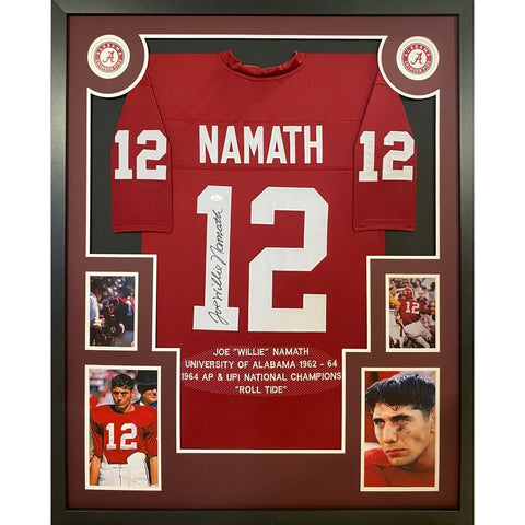 Joe Namath Autographed Signed Framed Stat Alabama Jets Jersey JSA