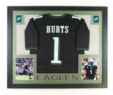 Jalen Hurts Signed Philadelphia Eagles 35 x 43 Framed Jersey (JSA Hologram) Q.B