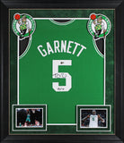 Celtics Kevin Garnett "HOF 20" Signed Green M&N HWC Swingman Framed Jersey BAS W