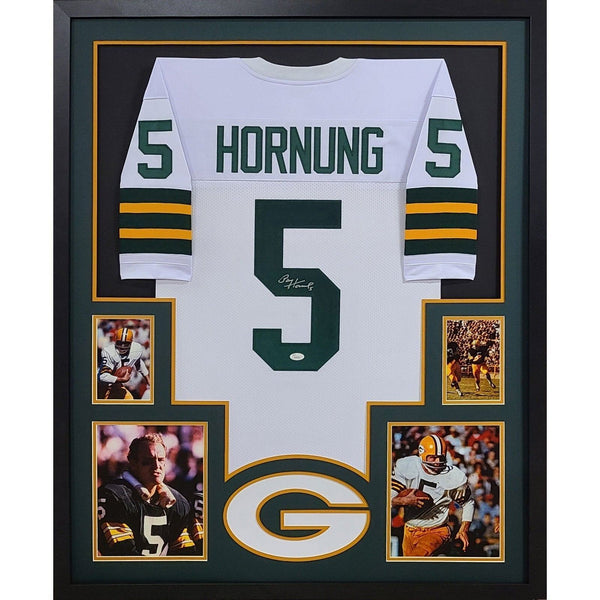 Paul Hornung Autographed Signed Framed White Green Bay Packers Jersey JSA