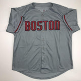 Autographed/Signed CURT SCHILLING Boston Grey Baseball Jersey JSA COA Auto