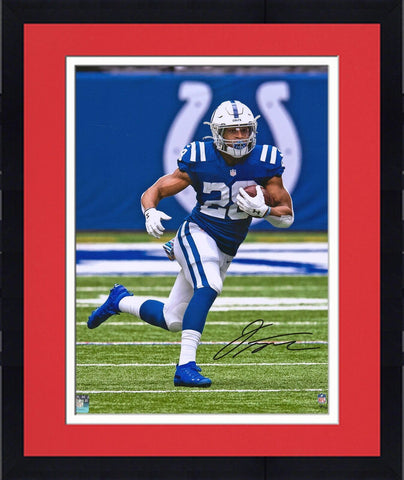 FRMD Jonathan Taylor Colts Signed 16x20 Blue Jersey Running Photograph