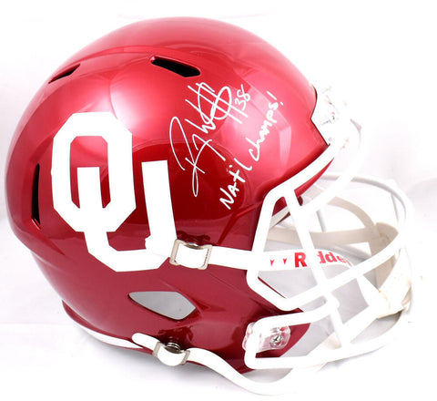 Roy Williams Signed Oklahoma Sooners F/S Speed Helmet w/Natl Champs-Beckett W