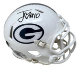 Jordan Love Signed Packers White Salute To Service Mini Speed Helmet BAS
