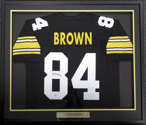 PITTSBURGH STEELERS ANTONIO BROWN AUTOGRAPHED FRAMED BLACK JERSEY PSA/DNA 107966