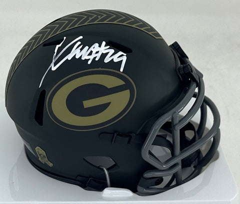 Packers XAVIER McKINNEY Signed Riddell '25 SALUTE Speed Mini Helmet AUTO - JSA
