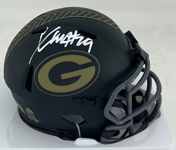 Packers XAVIER McKINNEY Signed Riddell '25 SALUTE Speed Mini Helmet AUTO - JSA