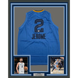 Framed Autographed Ty Jerome 35x39 Memphis Light Blue Basketball Jersey BAS COA