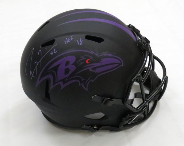 Ray Lewis Autographed Baltimore Ravens Eclipse Replica Helmet W/ HOF 18 Beckett