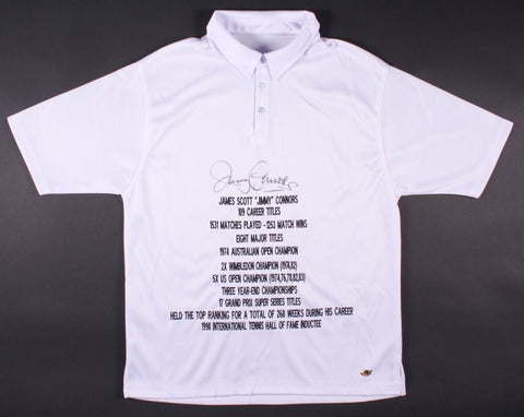 Jimmy Connors Signed Career Highlight Stat Jersey (MAB) 5xUS Open Tennis Champ