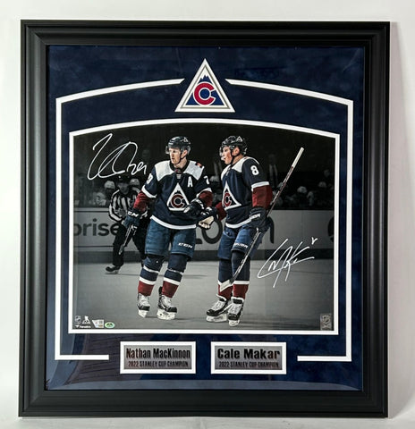Nathan MacKinnon & Cale Makar Dual Autographed 16x20 Photo Framed Fanatics COA