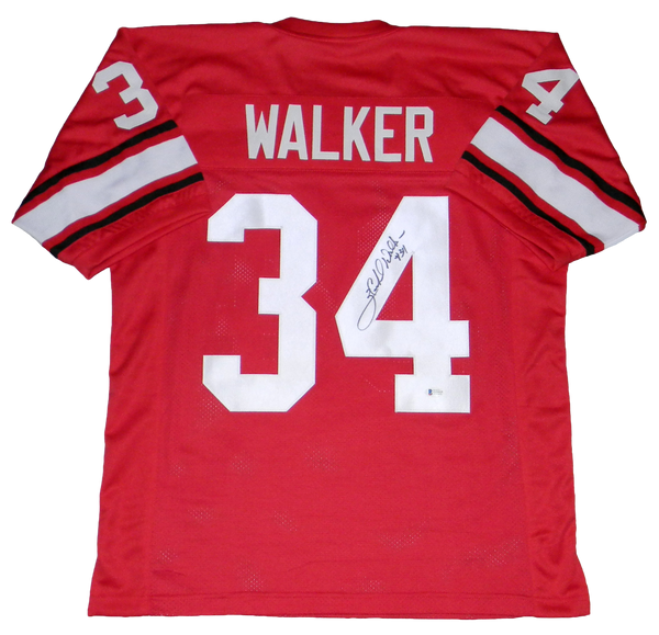 HERSCHEL WALKER AUTOGRAPHED SIGNED GEORGIA BULLDOGS #34 RED JERSEY BECKETT