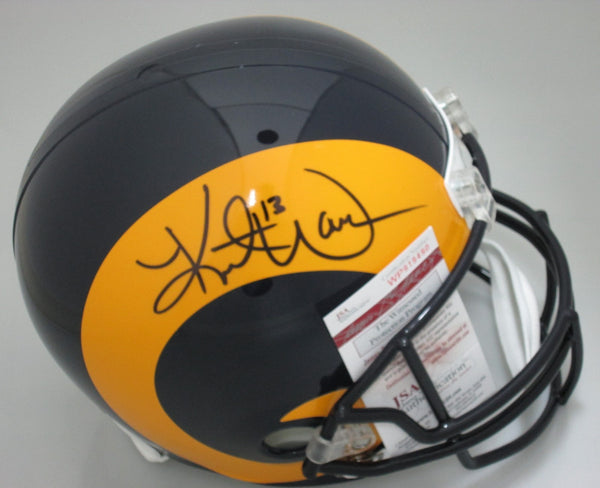 St. Louis Rams KURT WARNER Signed Replica Full Size Throwback Helmet AUTO JSA