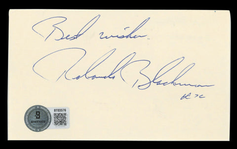 Mavericks Rolando Blackman "Best Wishes" Signed 3x5 Index Card BAS #BT03576