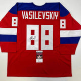Autographed/Signed Andrei Vasilevskiy Team Russia Red Olympics Jersey JSA COA