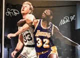 Larry Bird & Magic Johnson Dual Autographed Framed 16x20 Photo -- BAS COA