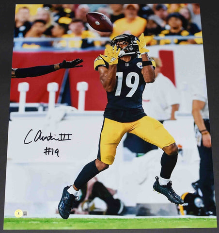 CALVIN AUSTIN III SIGNED AUTOGRAPHED PITTSBURGH STEELERS 16x20 PHOTO BECKETT