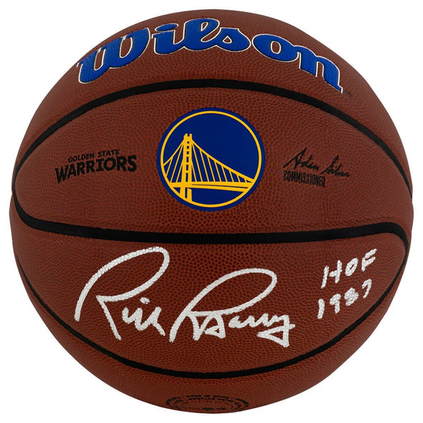 Rick Barry Signed Warriors Logo Wilson Alliance NBA Basketball w/HOF - (SS COA)