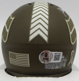 Steve Largent Autographed Seahawks Salute To Service Mini Helmet HOF 95 Beckett