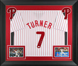 Trea Turner Authentic Signed White Pinstripe Pro Style Framed Jersey JSA