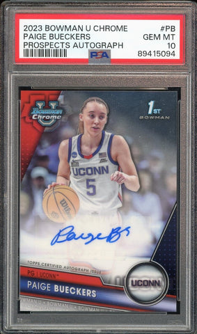 2023 Bowman U Chrome Prospect 1st UCONN Paige Bueckers Auto PSA 10 GEM MINT
