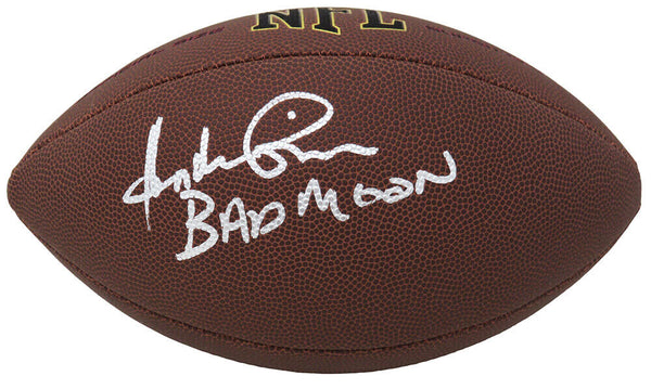Andre Rison Signed Wilson Super Grip Full-Size Football w/Bad Moon -SCHWARTZ COA