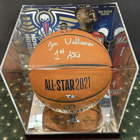 Zion Williamson Signed 1st ASG 2021 Basketball Auto Pelicans Fanatics With Case