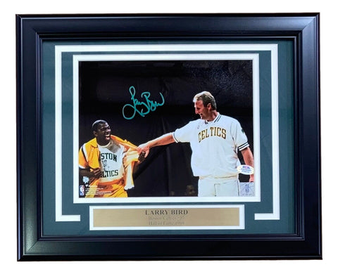 Larry Bird Signed Framed 8x10 Boston Celtics Photo w/ Magic Johnson PSA ITP
