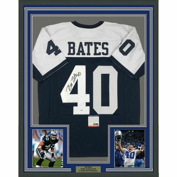 FRAMED Autographed/Signed BILL BATES 33x42 Dallas Thanksgiving Jersey PSA COA