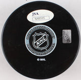 Oscar Lindberg Signed New York Rangers Logo Hockey Puck (JSA Hologram)