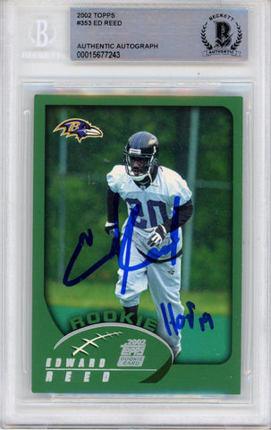 Ed Reed Autographed 2002 Topps #353 w/HOF Slabbed BAS 39895