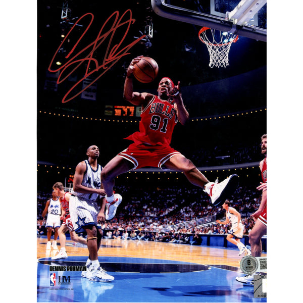 Dennis Rodman Autographed/Signed Chicago Bulls 8x10 Photo Beckett Witness 49719