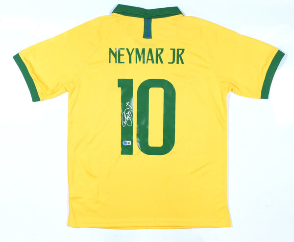 Neymar JR Autographed Brazil Home Soccer Jersey #10 - Beckett Hologram *M