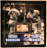 Sandy Koufax Autographed Jackie Robinson Postcard Framed Dodgers | BAS COA