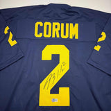 Framed Autographed/Signed Blake Corum Michigan 35x39 Stat Jersey BAS COA