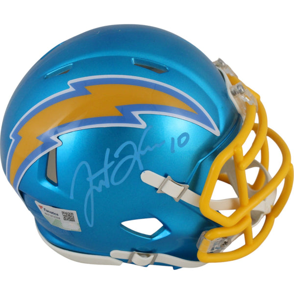 Justin Herbert Autographed Los Angeles Chargers Flash Mini Helmet Fanatics 50082