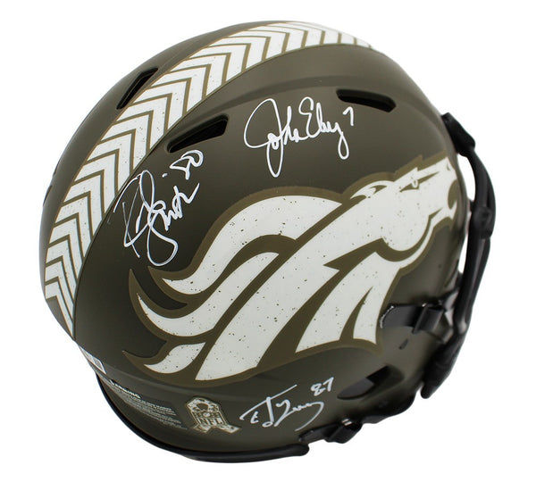 J. Elway/R. Smith/Ed McCaffrey Signed Denver Broncos Speed Authentic STS Helmet