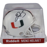 Edgerrin James Autographed Miami Hurricanes Mini Helmet Beckett Witness 54762